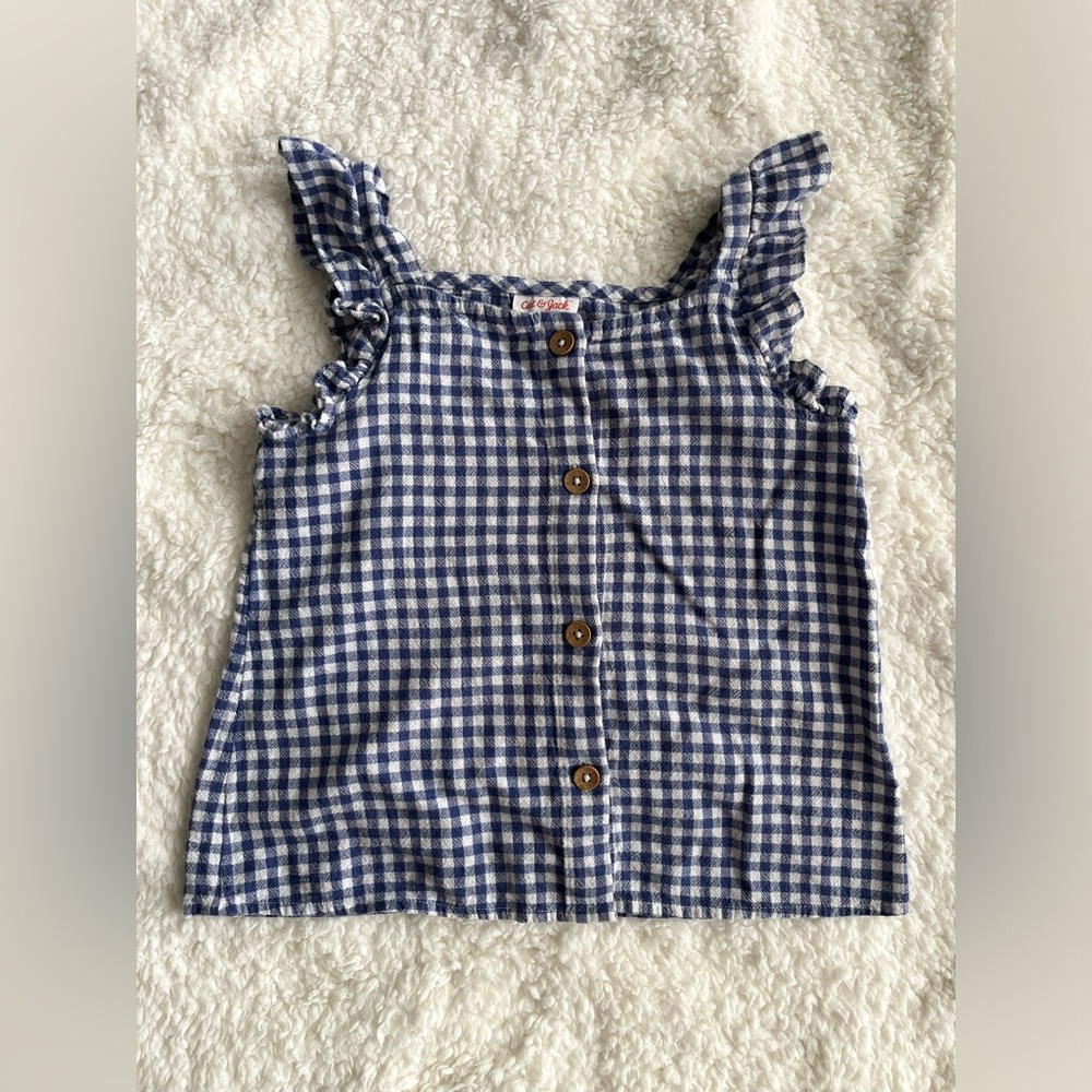 Cat & Jack 7/8 plaid summer shirt with ruffles